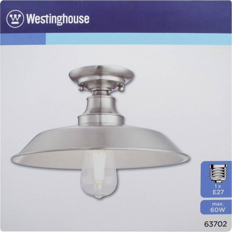 Westinghouse 63702 Iron Hill 30 Deckenleuchte E27 Nickel (gebürstet)