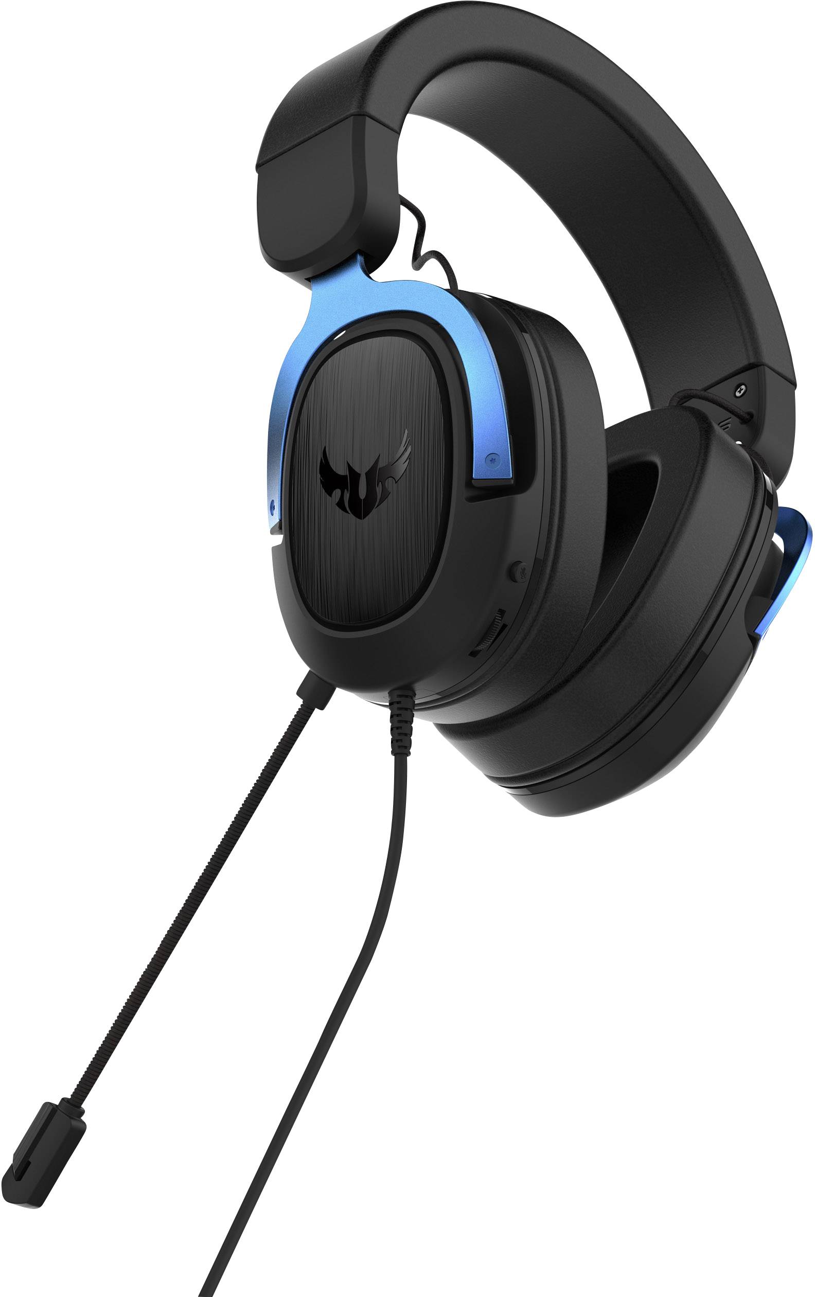 Asus TUF H3 Over Ear Headset kabelgebunden 7.1 Surround Schwarz, Blau Gaming