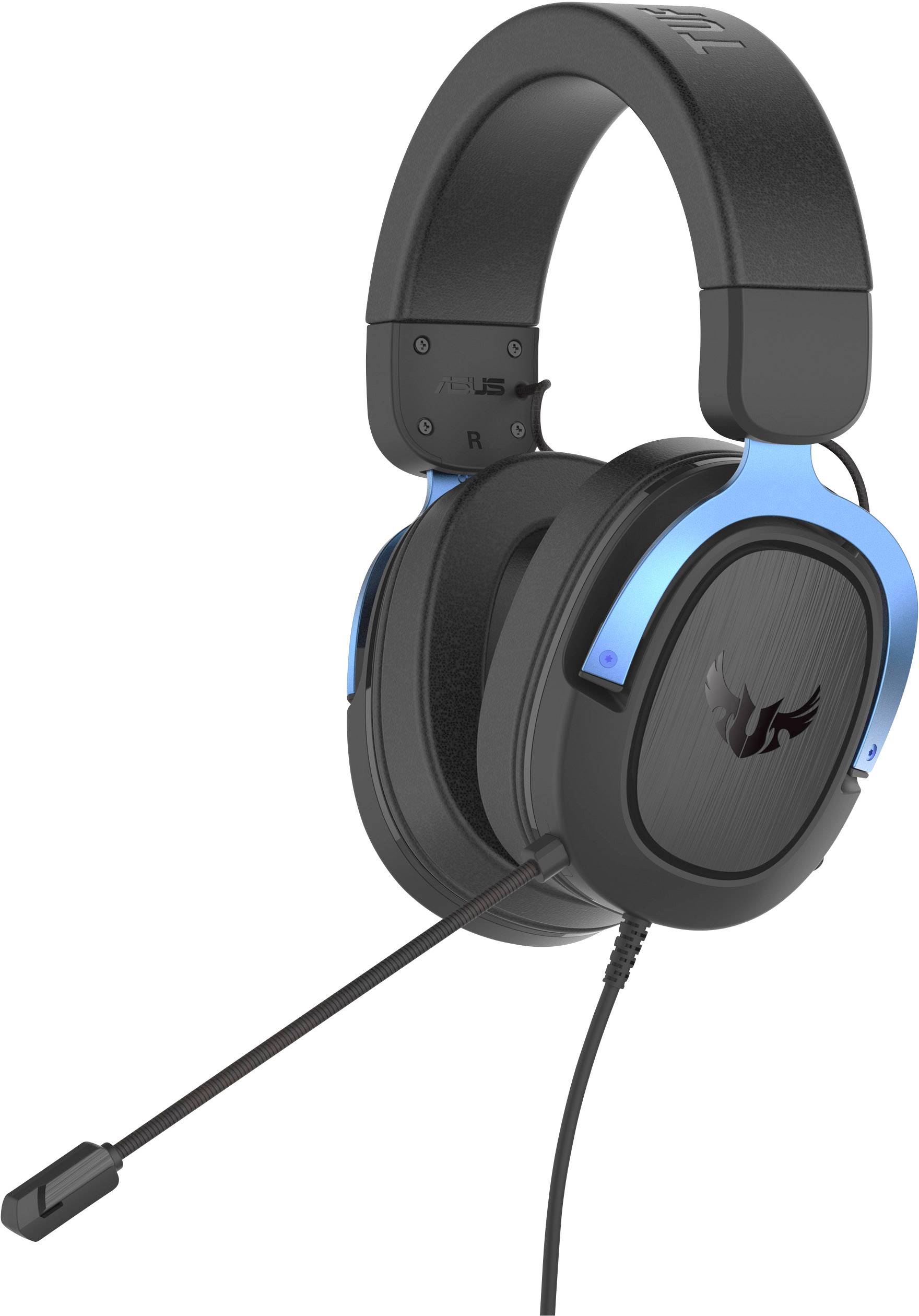 Asus TUF H3 Over Ear Headset kabelgebunden 7.1 Surround Schwarz, Blau Gaming