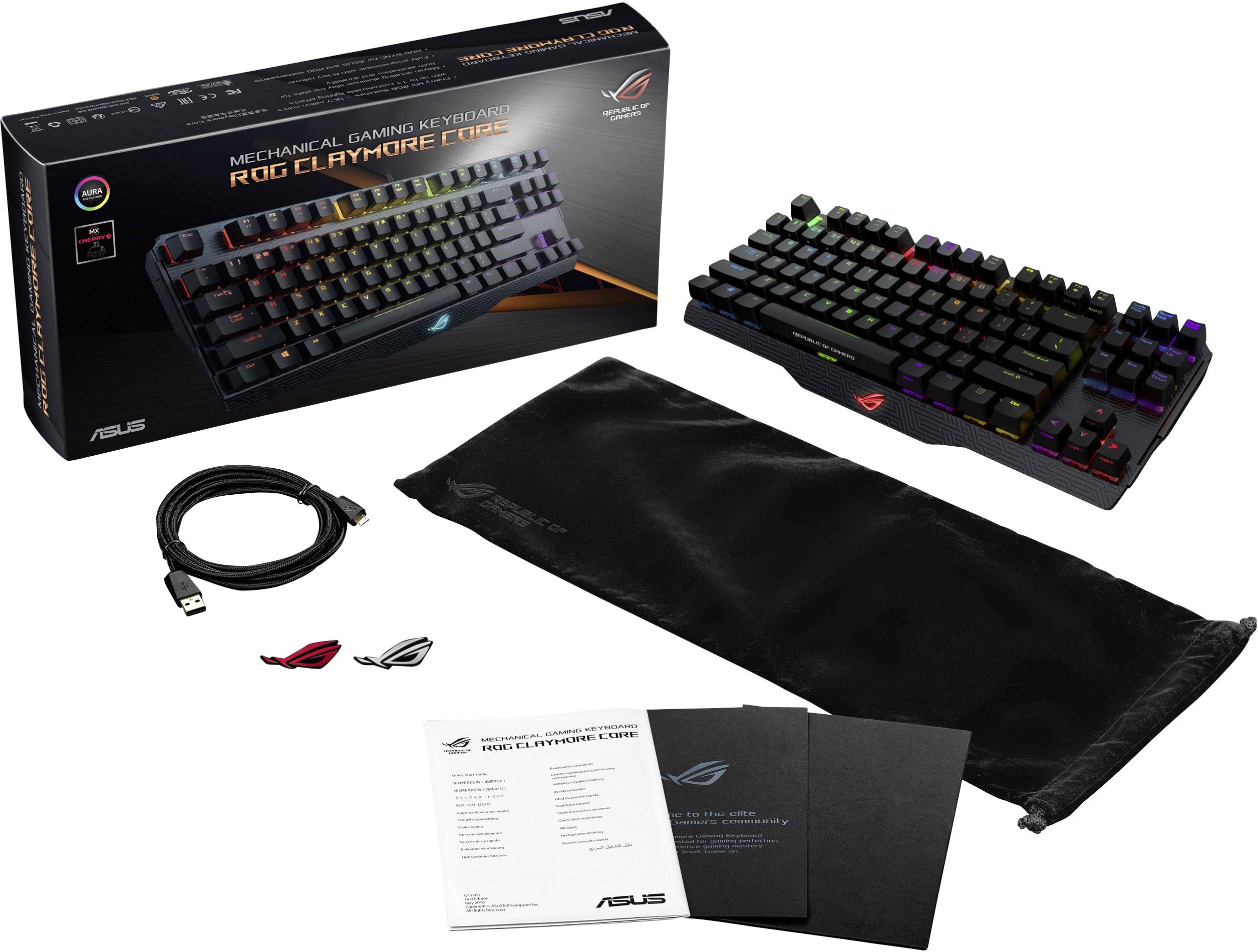 Asus ROG Claymore Core USB Gaming-Tastatur Beleuchtet, Integrierter Profilspeicher Deutsch, QWERTZ, Windows® Schwarz