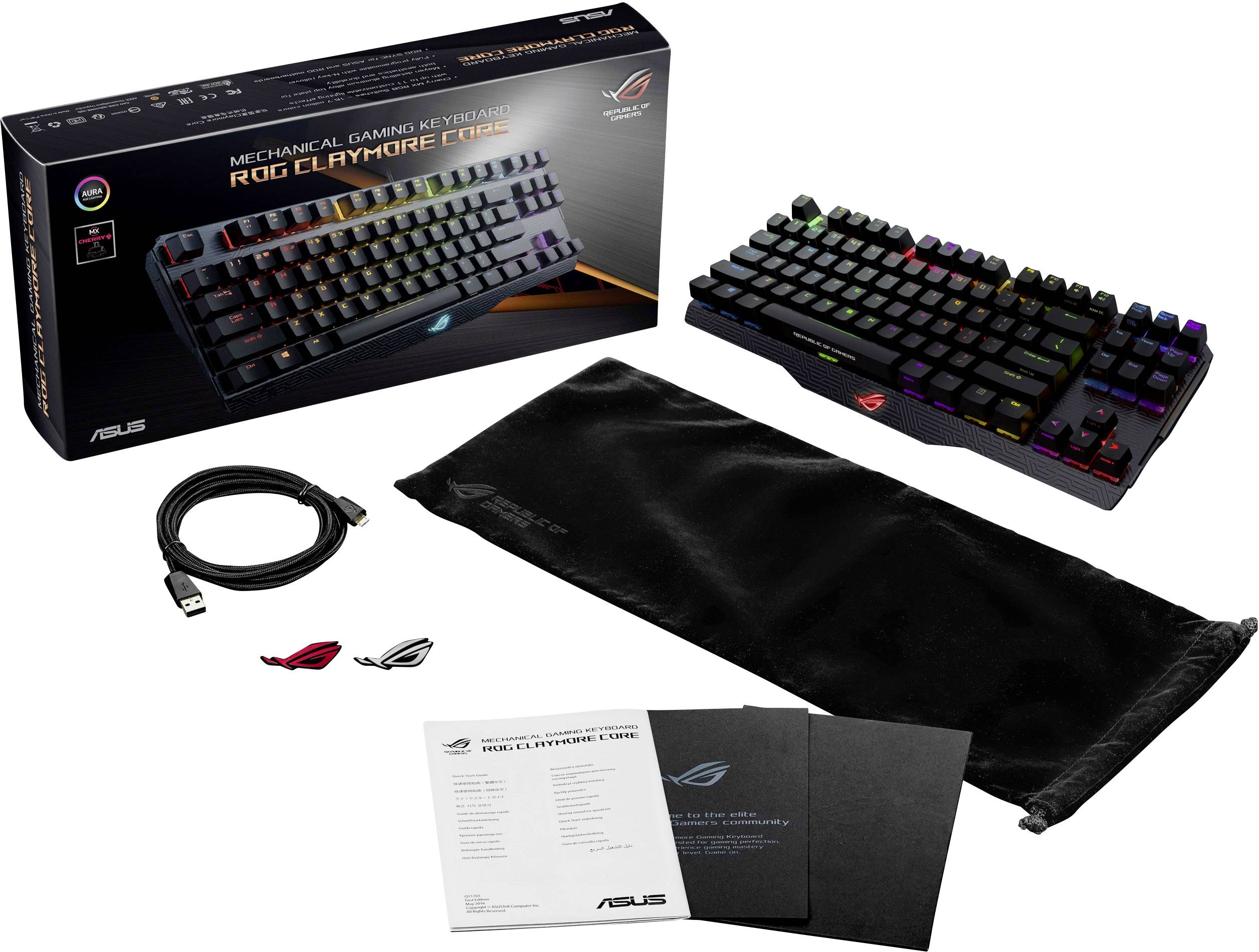 Asus ROG Claymore Core USB Gaming-Tastatur Beleuchtet, Integrierter Profilspeicher Deutsch, QWERTZ, Windows® Schwarz