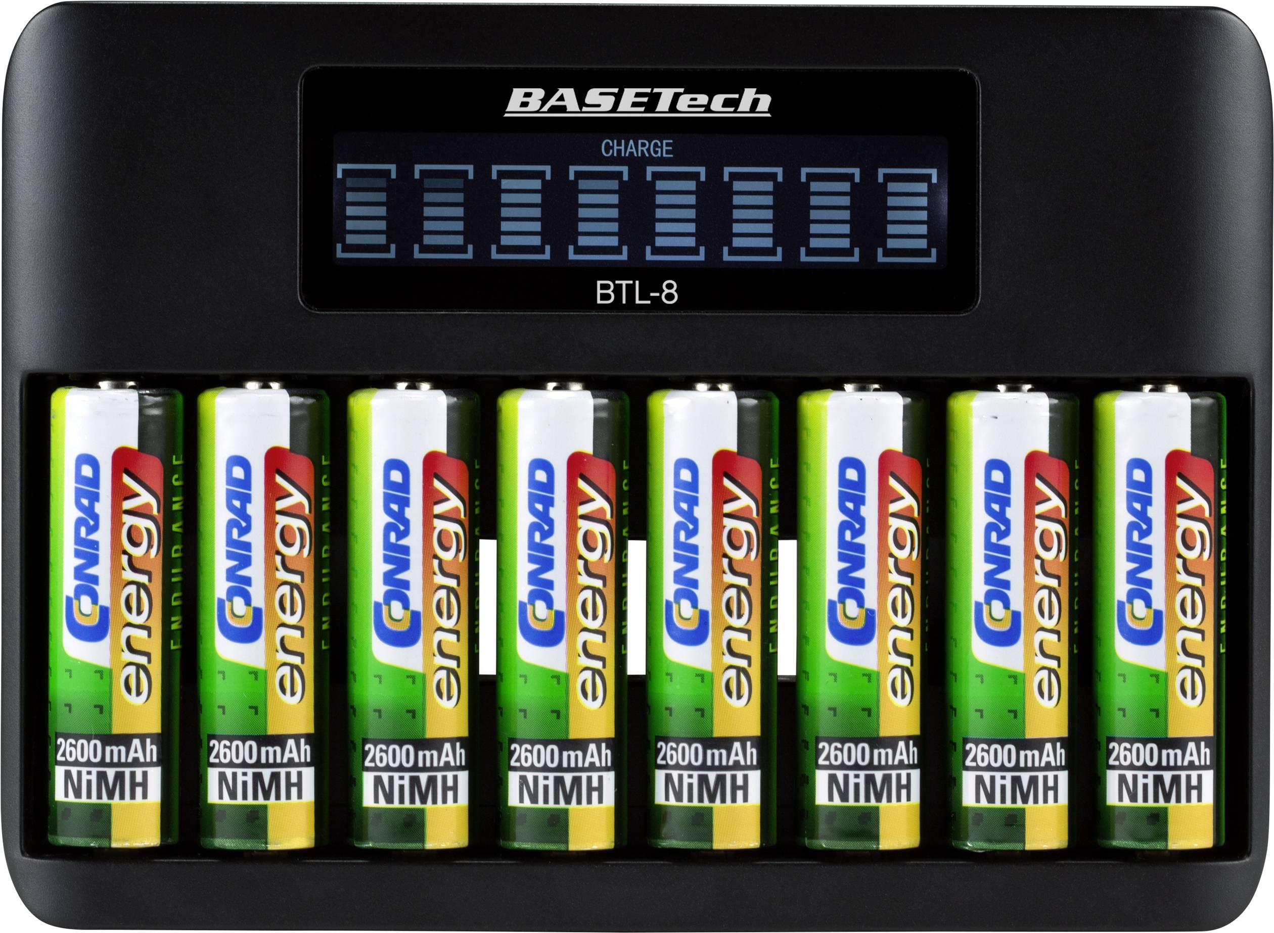 Basetech BTL-8 Rundzellen-Ladegerät NiMH Mignon (AA), Micro (AAA)