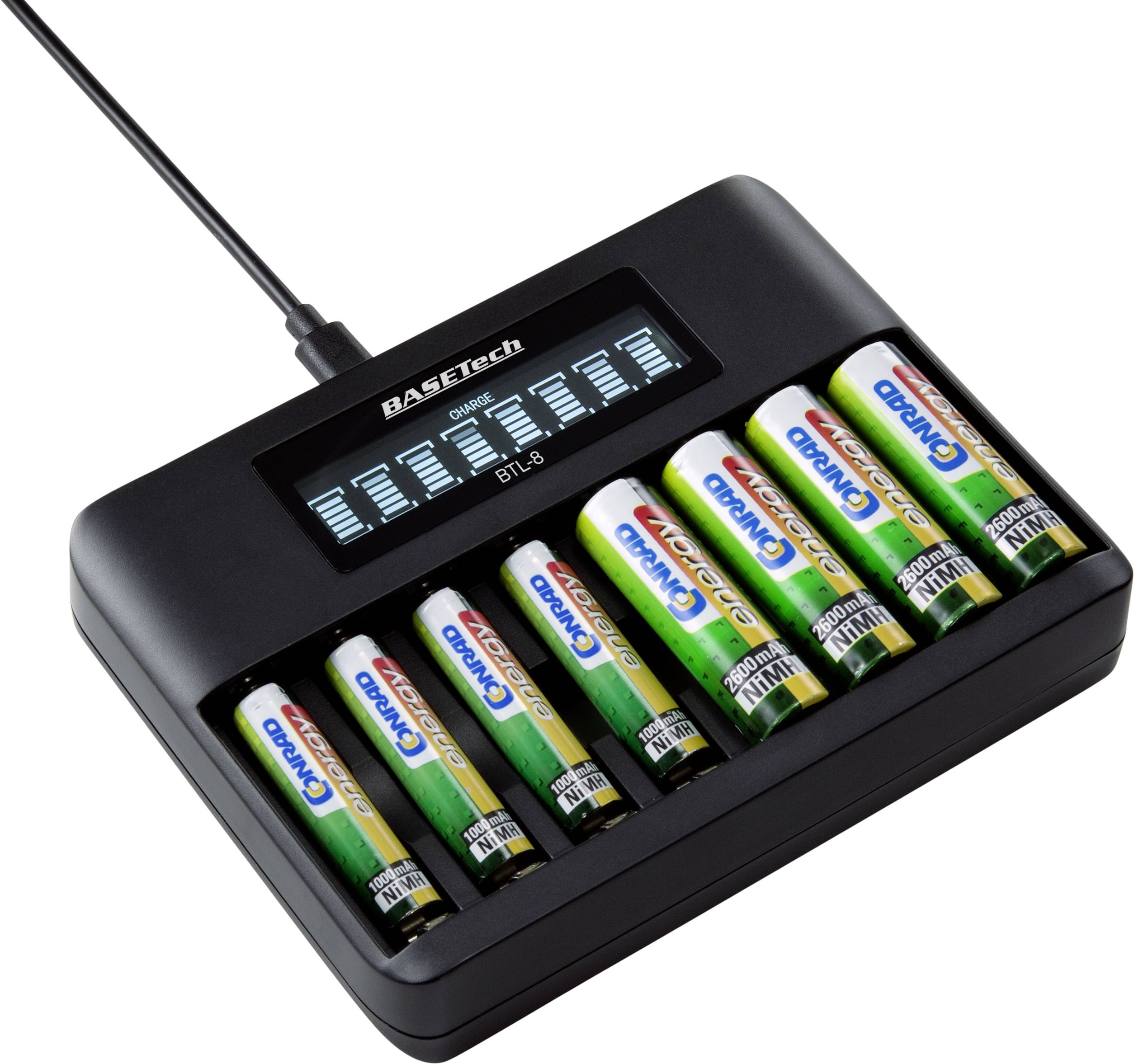 Basetech BTL-8 Rundzellen-Ladegerät NiMH Mignon (AA), Micro (AAA)