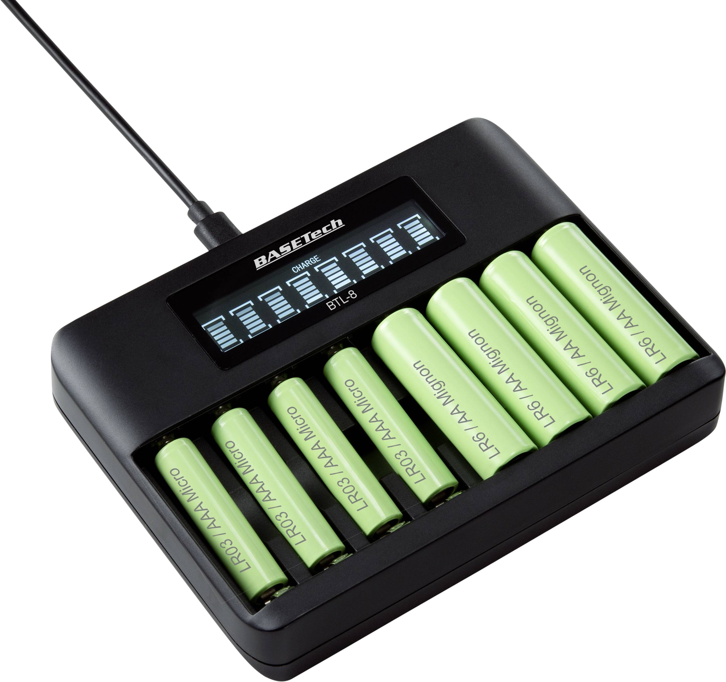 Basetech BTL-8 Rundzellen-Ladegerät NiMH Mignon (AA), Micro (AAA)