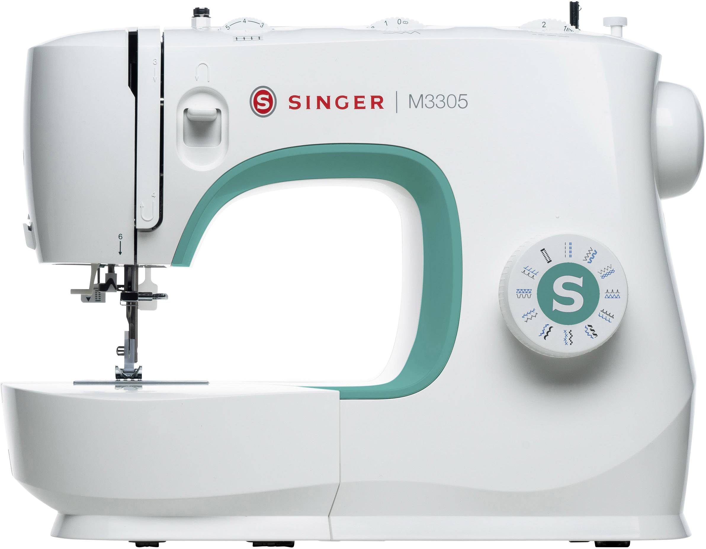 Singer Freiarmnähmaschine M3305 Weiß, Grün