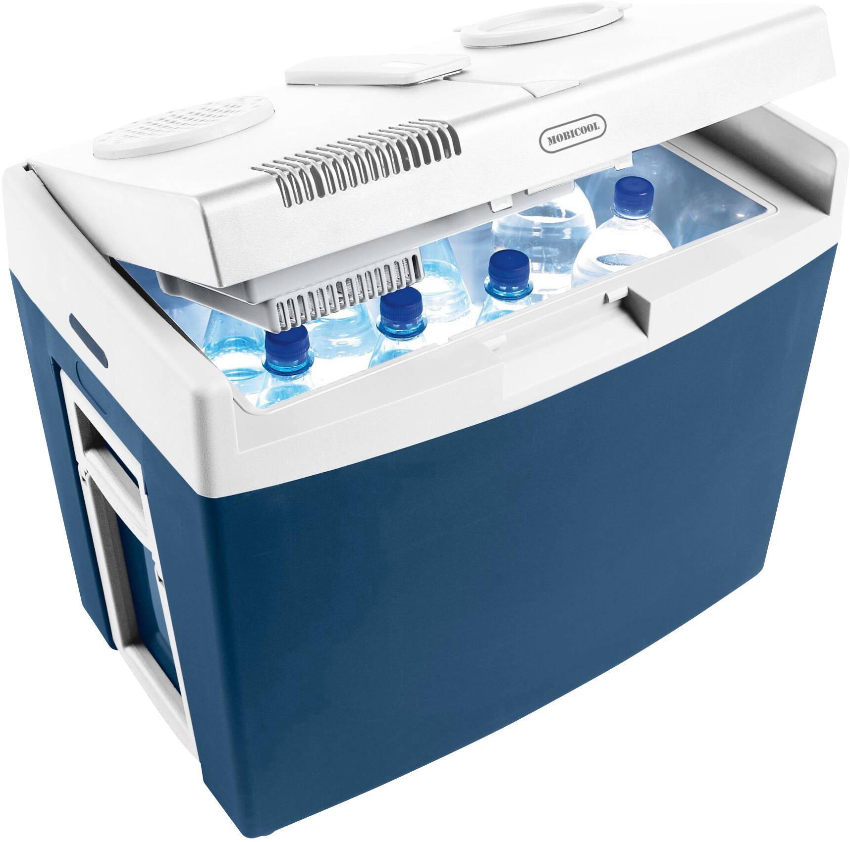 MobiCool MT35W 34 l Kühlbox EEK: F (A - G) Thermoelektrisch 12 V, 230 V Blau, Weiß 34 l