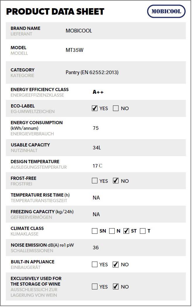 MobiCool Mirabelle MM24 DC 20l Kühlbox EEK: G (A - G) Thermoelektrisch 12V Blau, Weiß 20l 15 unter Umgebungstemperatur
