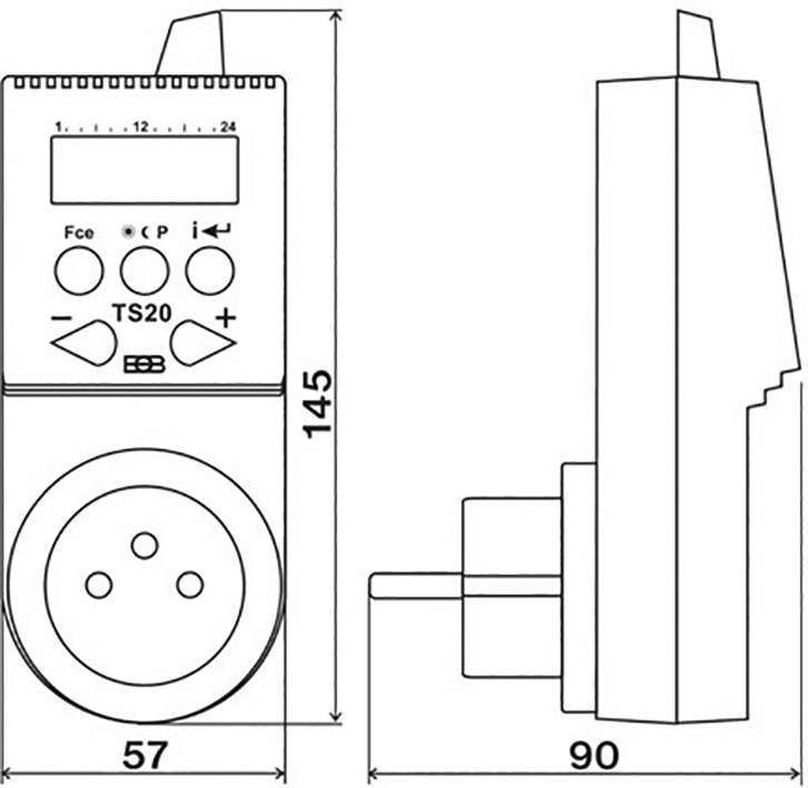 Elektrobock 000150 TS20 Raumthermostat Zwischenstecker 1St.
