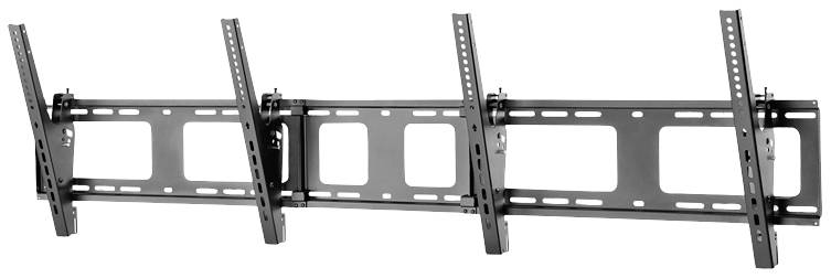Wandhalterung für mehrere große Fernseher, verstellbar in der Neigung. Robust und für den Einsatz in Wohnräumen oder Büros geeignet.