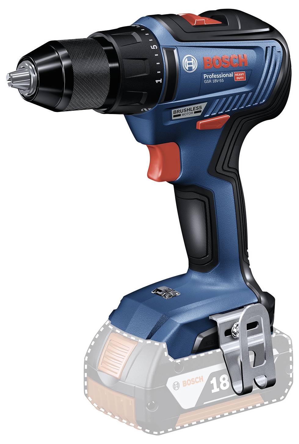 Bosch Professional GSR 18V-55 06019H5204 Akku-Bohrschrauber 18V 4.0Ah Li-Ion inkl. Koffer, inkl. 2. Akku