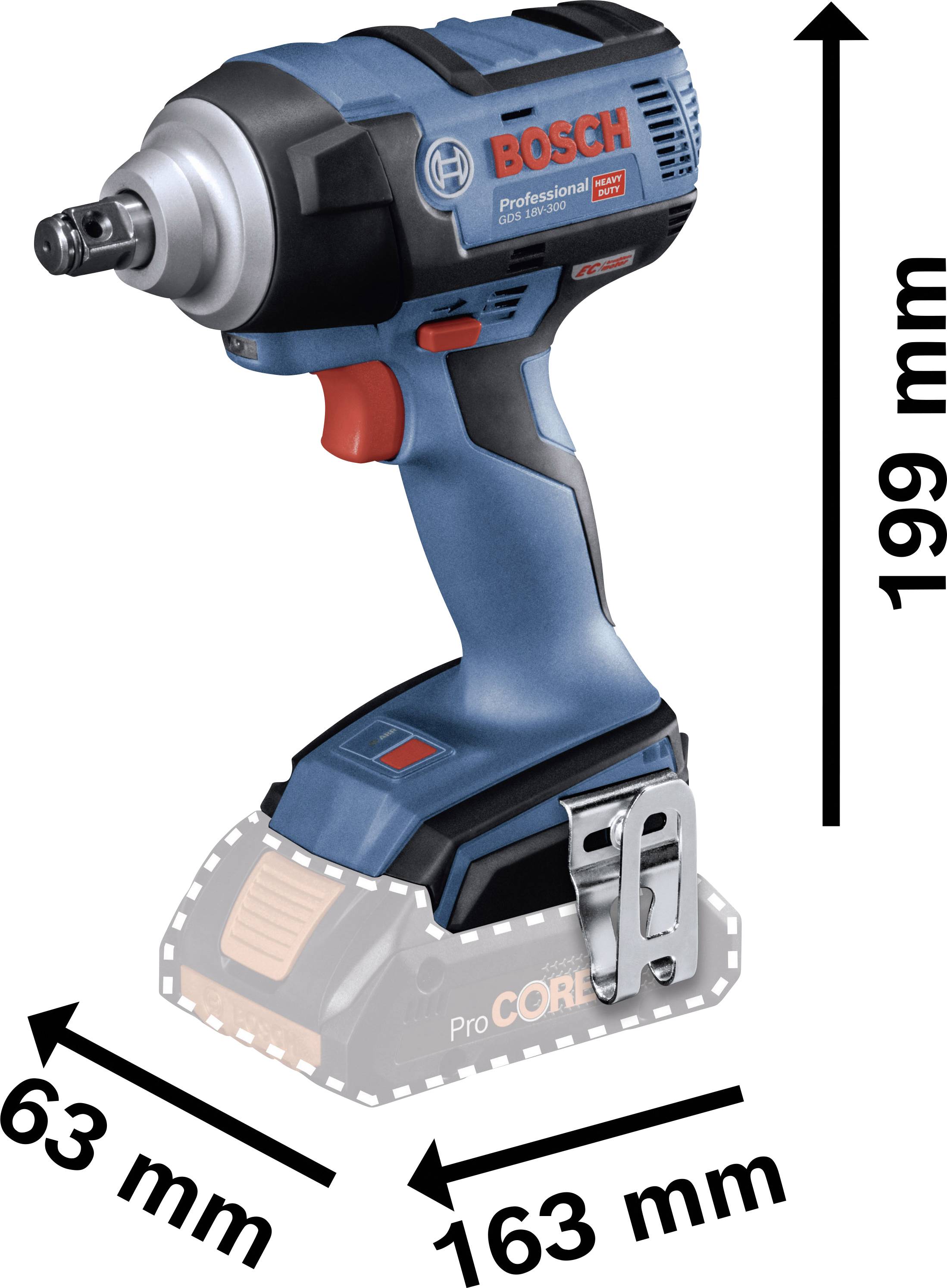 Bosch Professional GDS 18V-300 06019D8200 Akku-Drehschlagschrauber 300 Nm 18V ohne Akku