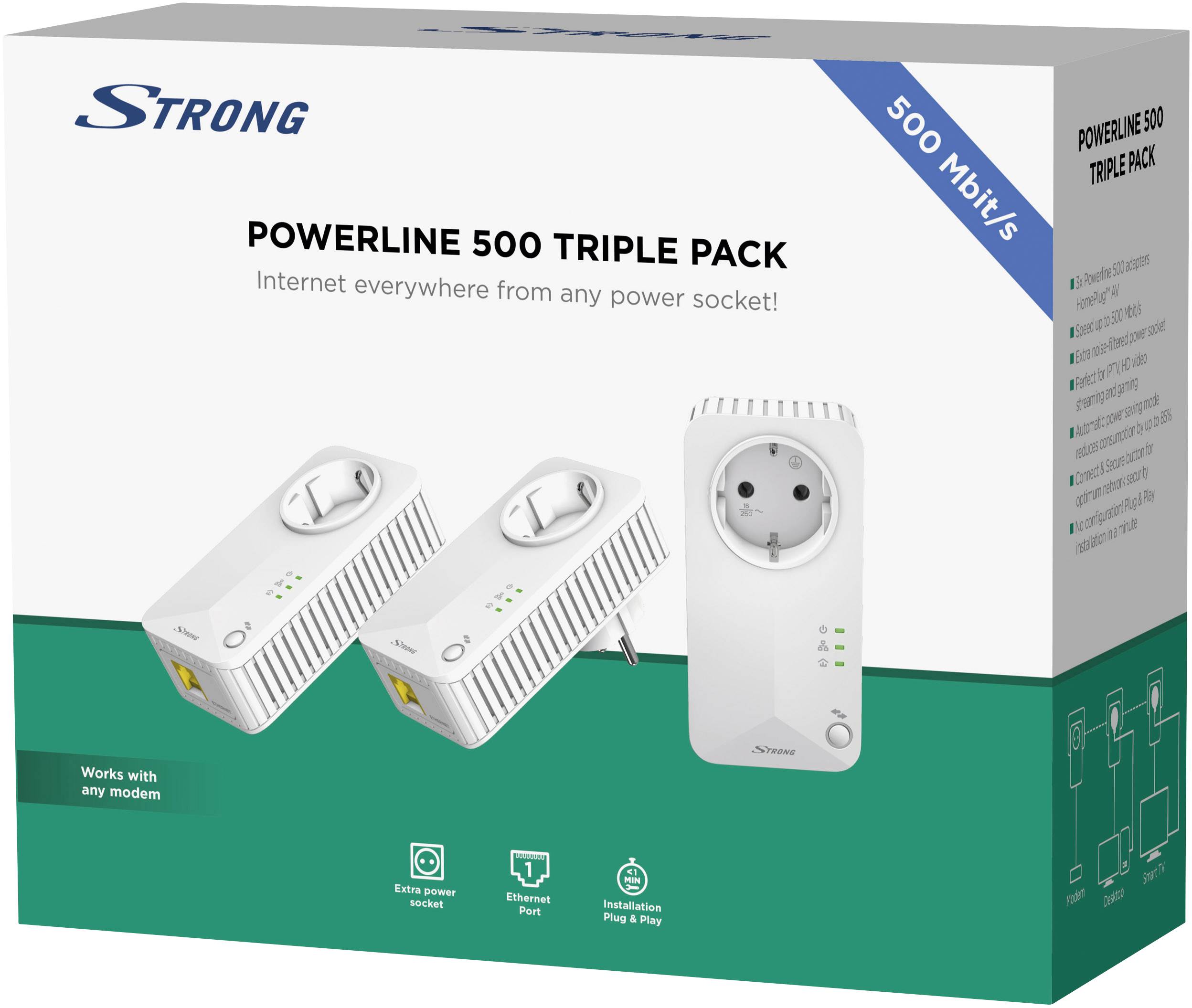 Strong Powerline 500 Trio Kit Powerline Starter Kit PL500TRIEU 500 MBit/s