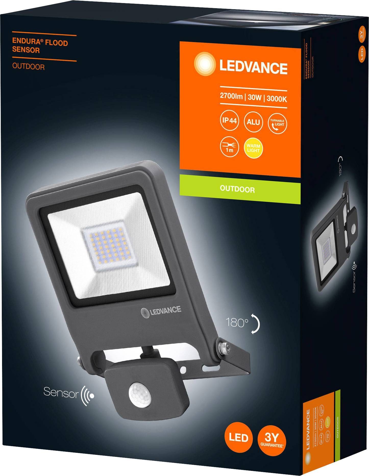 LEDVANCE ENDURA® FLOOD Sensor Warm White L 4058075239548 LED-Außenstrahler mit Bewegungsmelder 30W Leuchtfarben: Warmweiß