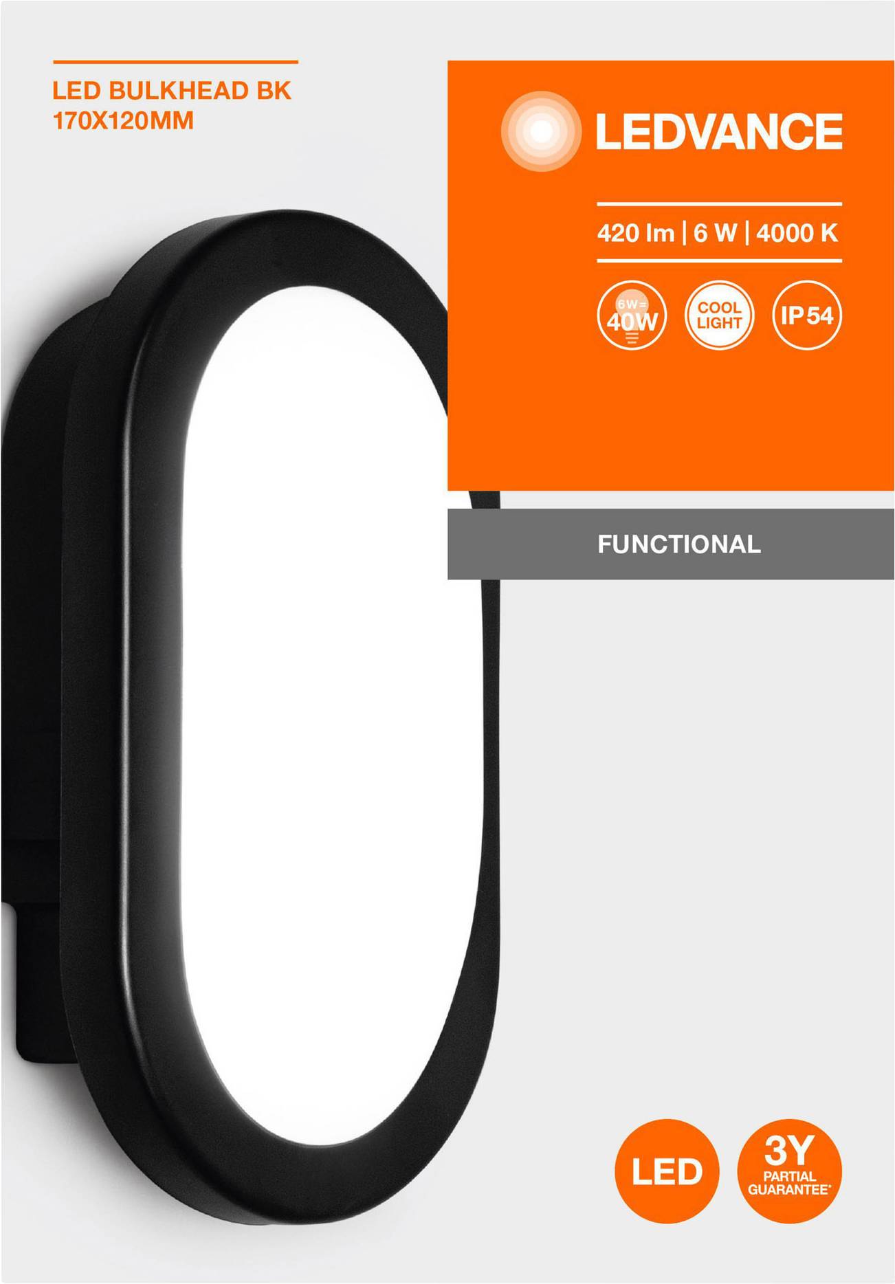 LEDVANCE LED BULKHEAD (EU) L LED-Feuchtraumleuchte LED LED fest eingebaut 5.5 W