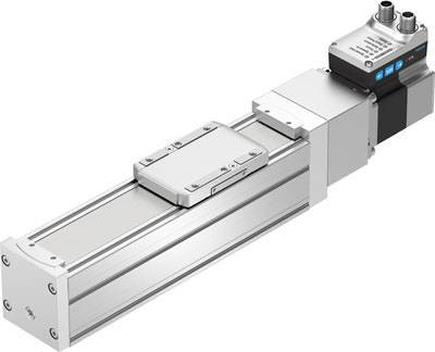 Ein linearer Aktuator aus Metall mit montierter Steuerungseinheit, geeignet für präzise Bewegungssteuerung in industriellen Anwendungen.