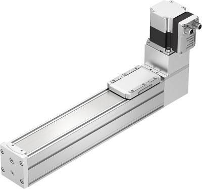 Linearmodul mit einem Schrittmotor und Führungsschiene. Wird oft in Automatisierungssystemen zur präzisen Positionierung genutzt.