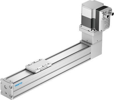 Elektrischer Linearantrieb mit integriertem Motor, geeignet für präzise Positionierungsaufgaben in der Automatisierungstechnik.