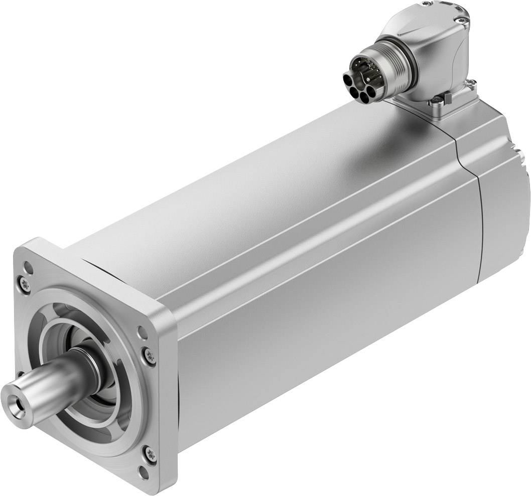 Ein silberner Elektromotor mit Steckverbindung und Metallgehäuse zur industriellen Anwendung.