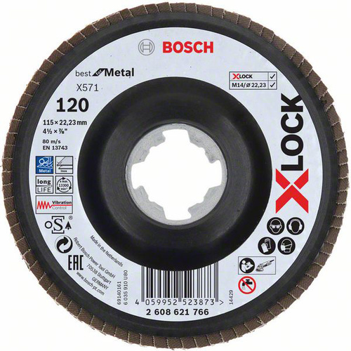 Bosch Accessories 2608621766 X-LOCK Fächerschleifscheibe Durchmesser 115mm