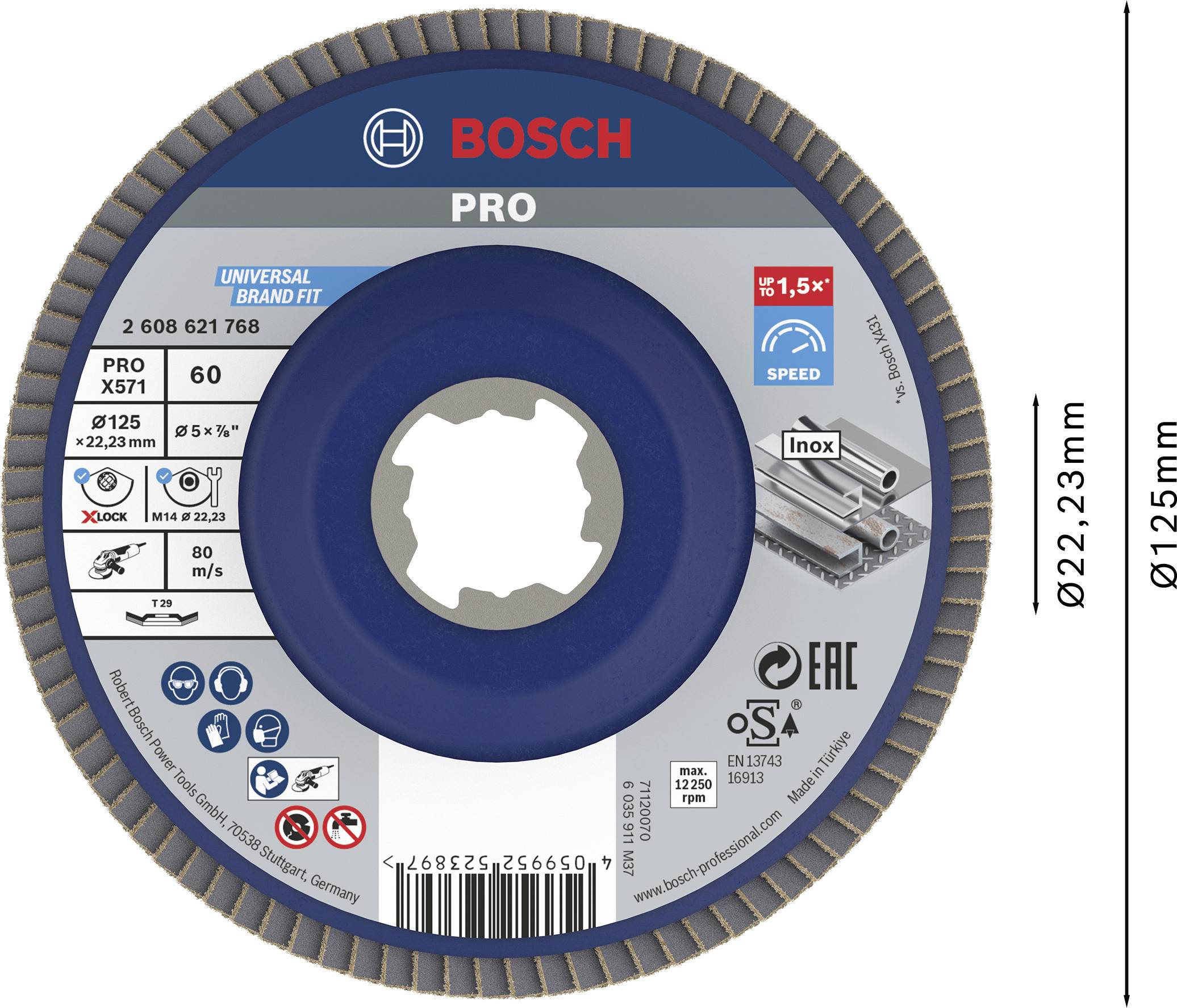 Bosch Accessories 2608621768 X-LOCK Fächerschleifscheibe Durchmesser 125 mm 1 St.