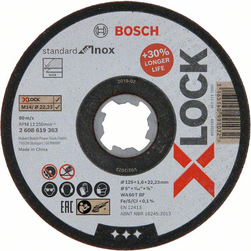 Bosch Accessories X-LOCK 2608619363 Trennscheibe gerade 125 mm