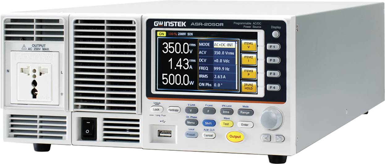 Ein programmierbares Gleichstromnetzgerät mit einem digitalen Display, das Spannung, Stromstärke und andere Einstellungen anzeigt.