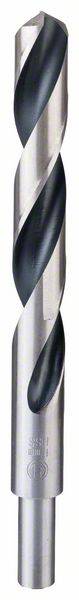 Bohrer mit zwei spiralförmigen Rillen, Silber und Schwarz, für Metall- oder Holzverarbeitung.