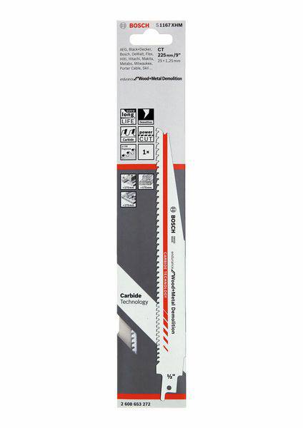 Bosch Accessories 2608653272 Säbelsägeblatt S 1167 XHM, Endurance for Wood and Metal Demolition, 1er-Pack Sägeblatt-Länge 225 mm 1 St.