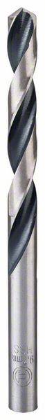 Ein Metallbohrer mit spiralig gedrehter Spitze, geeignet für präzises Bohren in festen Materialien. Der Schaft zeigt Markierungen.