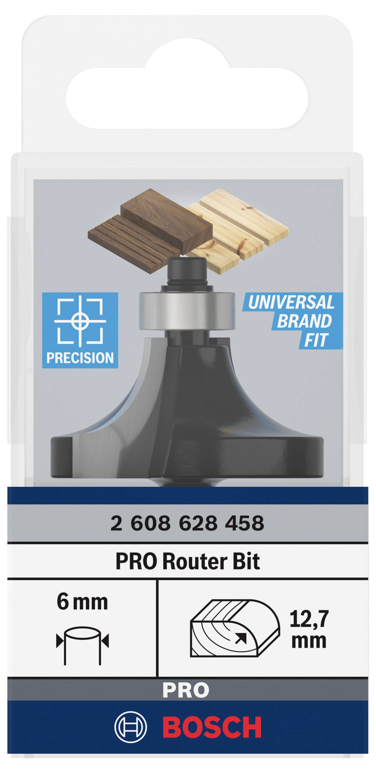 Abrundfräser 6 mm, R1 12,7 mm, D 38,1 mm, L 18,6 mm, G 60 mm Bosch Accessories 2608628458