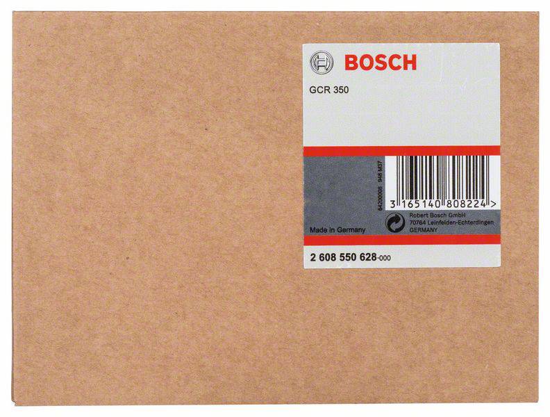 Kartonverpackung mit Label von 'BOSCH GCR 350'. Enthält Barcode und die Aufschrift 'Made in Germany'.