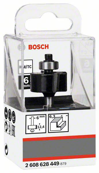 Falzfräser 6 mm, D1 25,4 mm, L 12,4 mm, G 54 mm Bosch Accessories 2608628449
