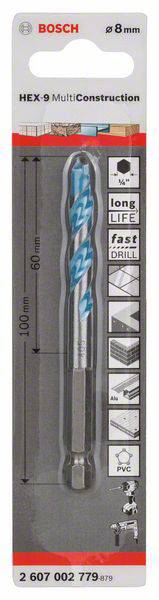 Bosch Accessories 2607002779 Mehrzweckbohrer 8 mm Gesamtlänge 100 mm 1 St.