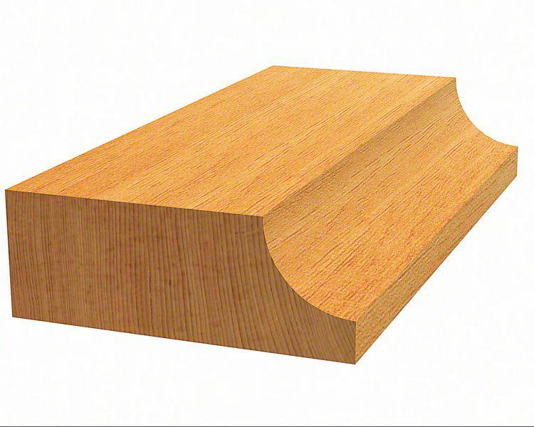 Ein Holzbrett mit einer runden Kante auf einer Seite, oft verwendet für dekorative oder funktionale Anwendungen in der Holzbearbeitung.