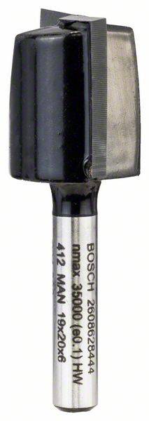 Oberfräser mit zylindrischem Schaft, geeignet für Holzarbeiten. Aufschrift 'Bosch max 35000 (60) 1 HW'.