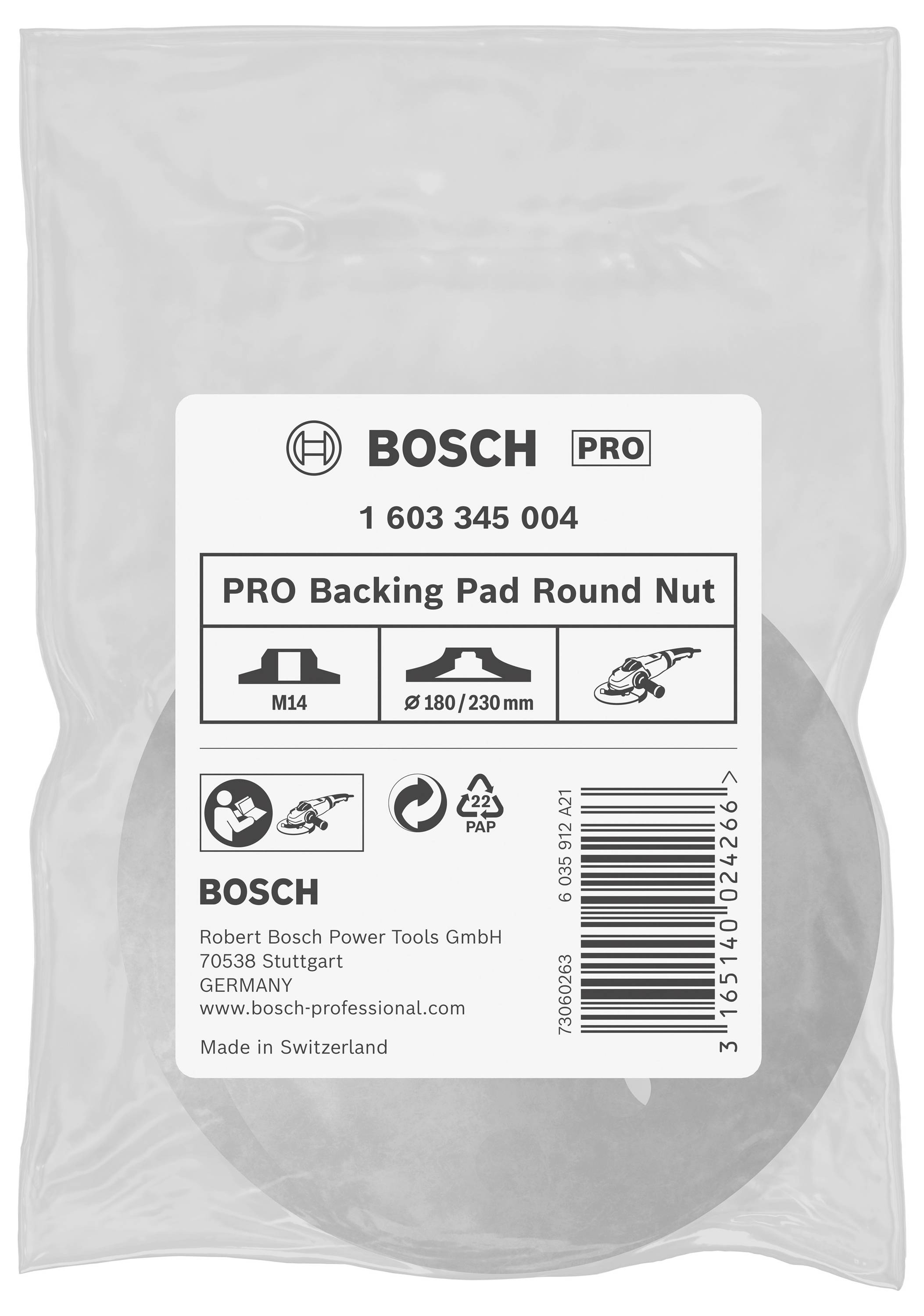 Rundmutter mit Flanschgewinde M 14, Durchmesser: 180/230 mm Bosch Accessories 1603345004