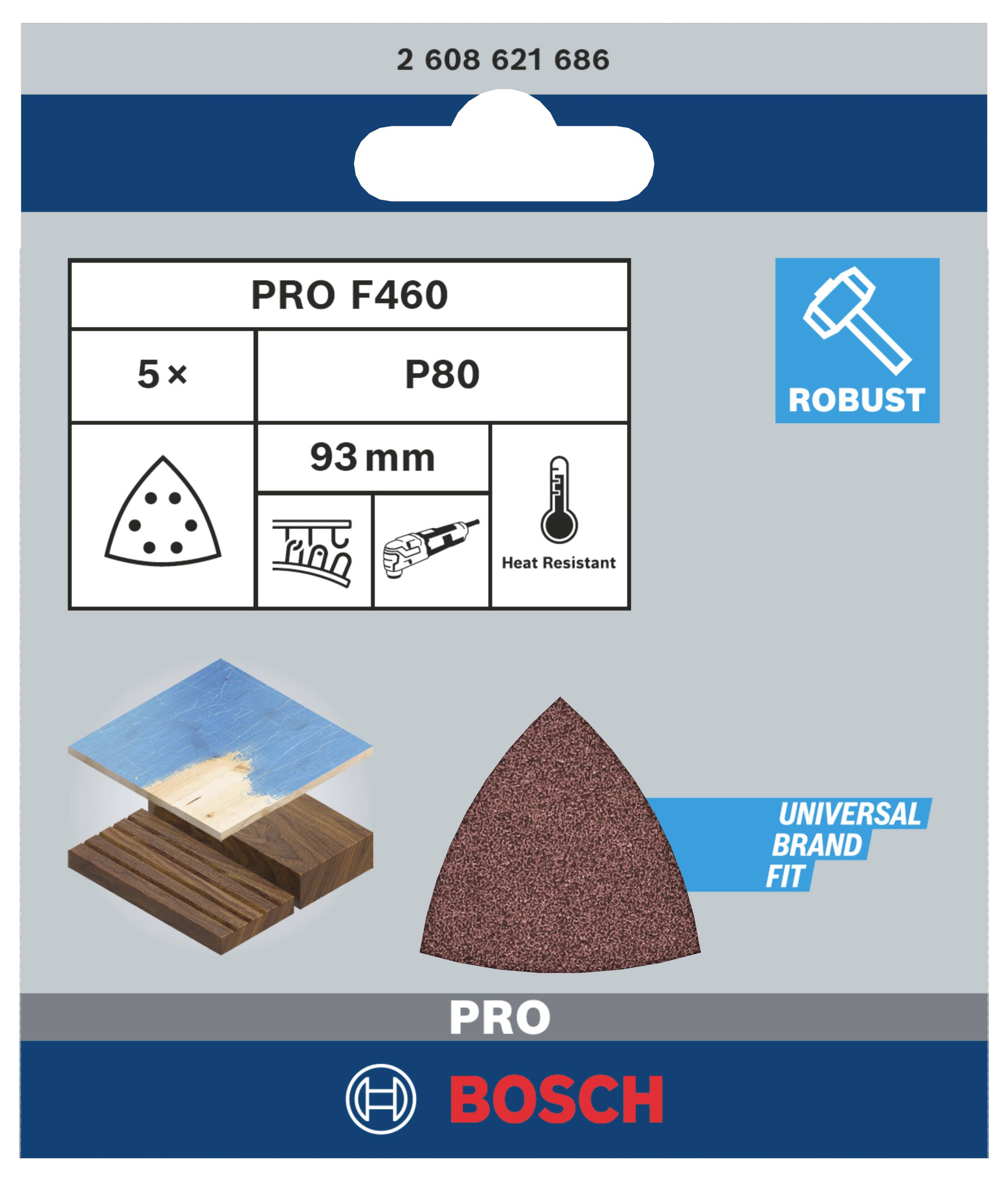 Bosch Accessories 2608621686 Deltaschleifpapier Körnung (num) 80 (L x B) 93mm x 93mm 5St.