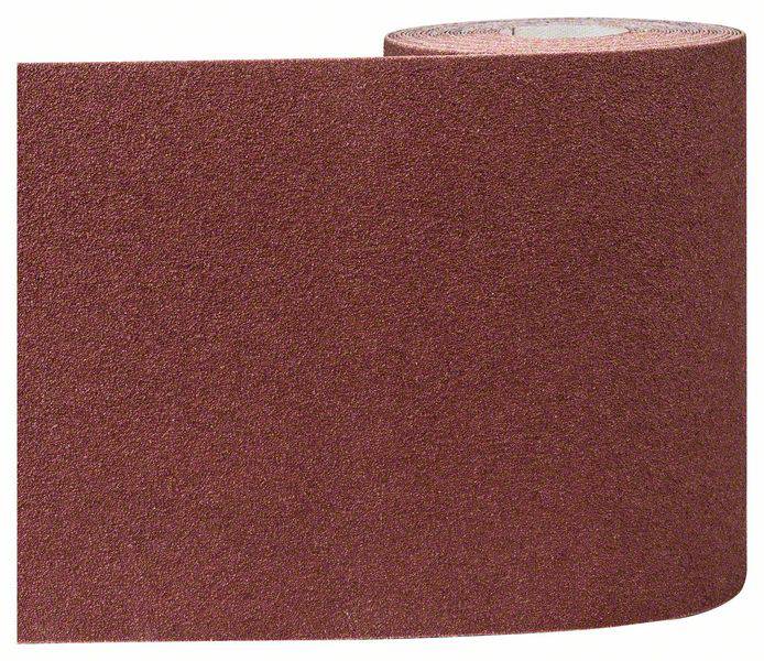 Eine Rolle Schleifpapier mit einer groben, rotbraunen Oberfläche, bereit zur Verwendung in handwerklichen oder industriellen Arbeiten.
