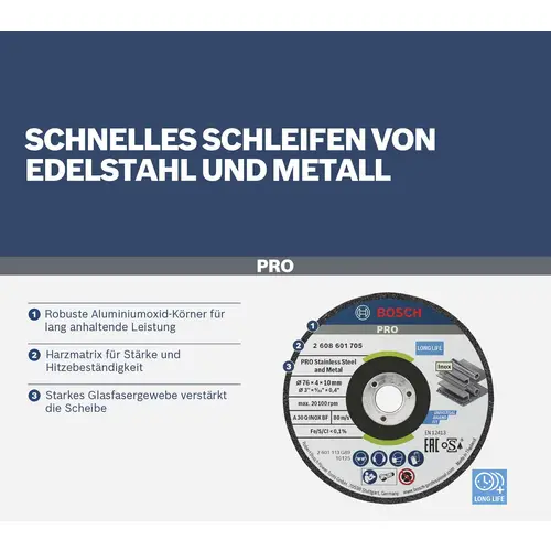 Bosch Accessories 2608601705 2608601705 Schruppscheibe gerade Durchmesser 76mm Bohrungs-Ø 10mm 2St. Bosch Accessories 2608601705 2608601705 Schruppscheibe gerade Durchmesser 76mm Bohrungs-Ø 10mm 2St.
