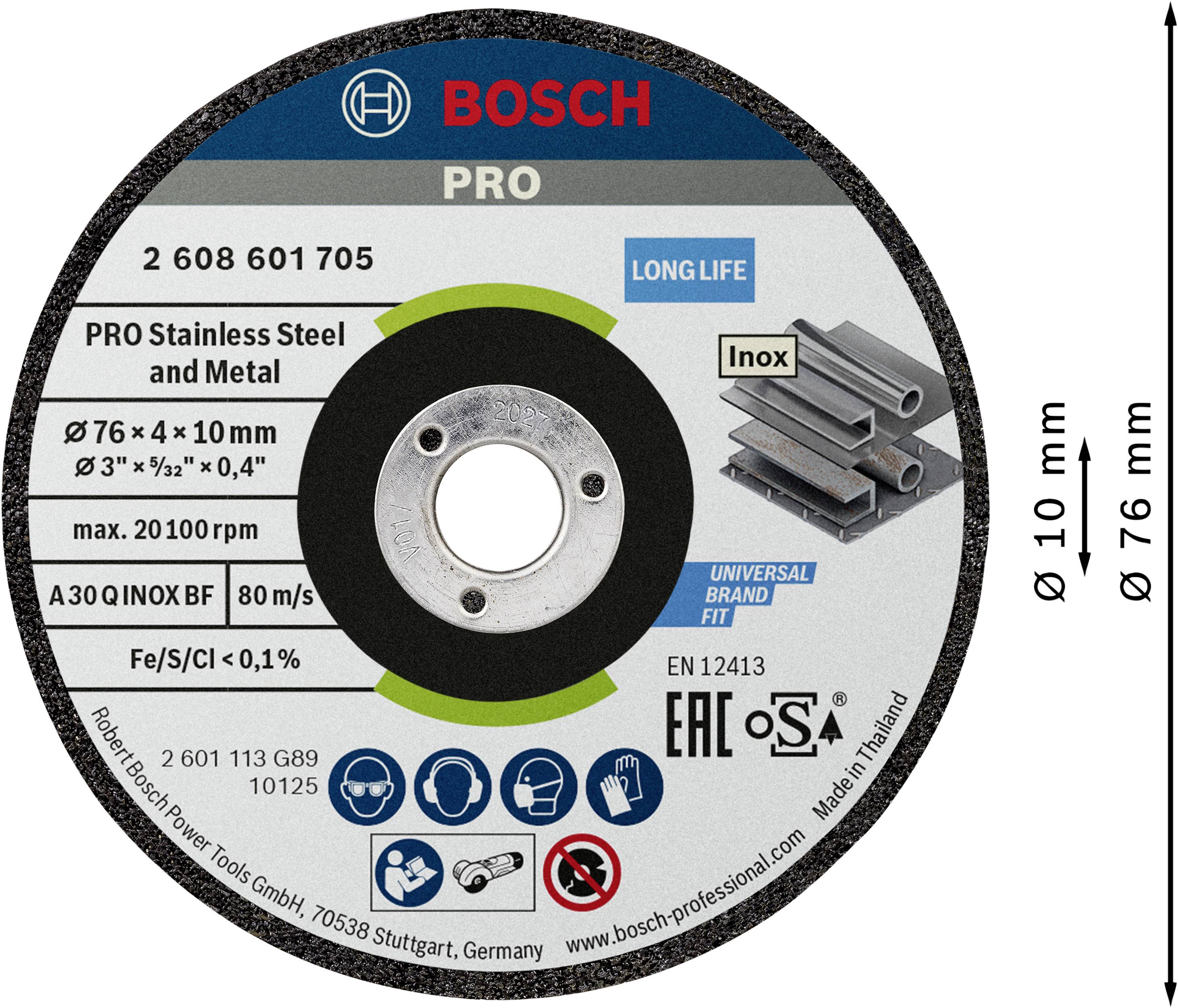 Bosch Accessories 2608601705 2608601705 Schruppscheibe gerade Durchmesser 76mm Bohrungs-Ø 10mm 2St.