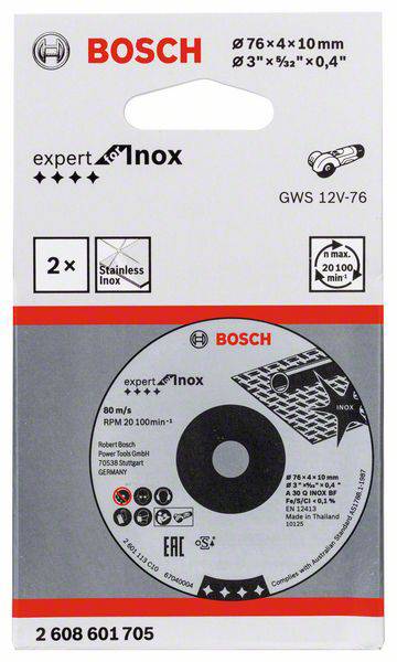 Bosch Accessories 2608601705 2608601705 Schruppscheibe gerade Durchmesser 76mm Bohrungs-Ø 10mm 2St.