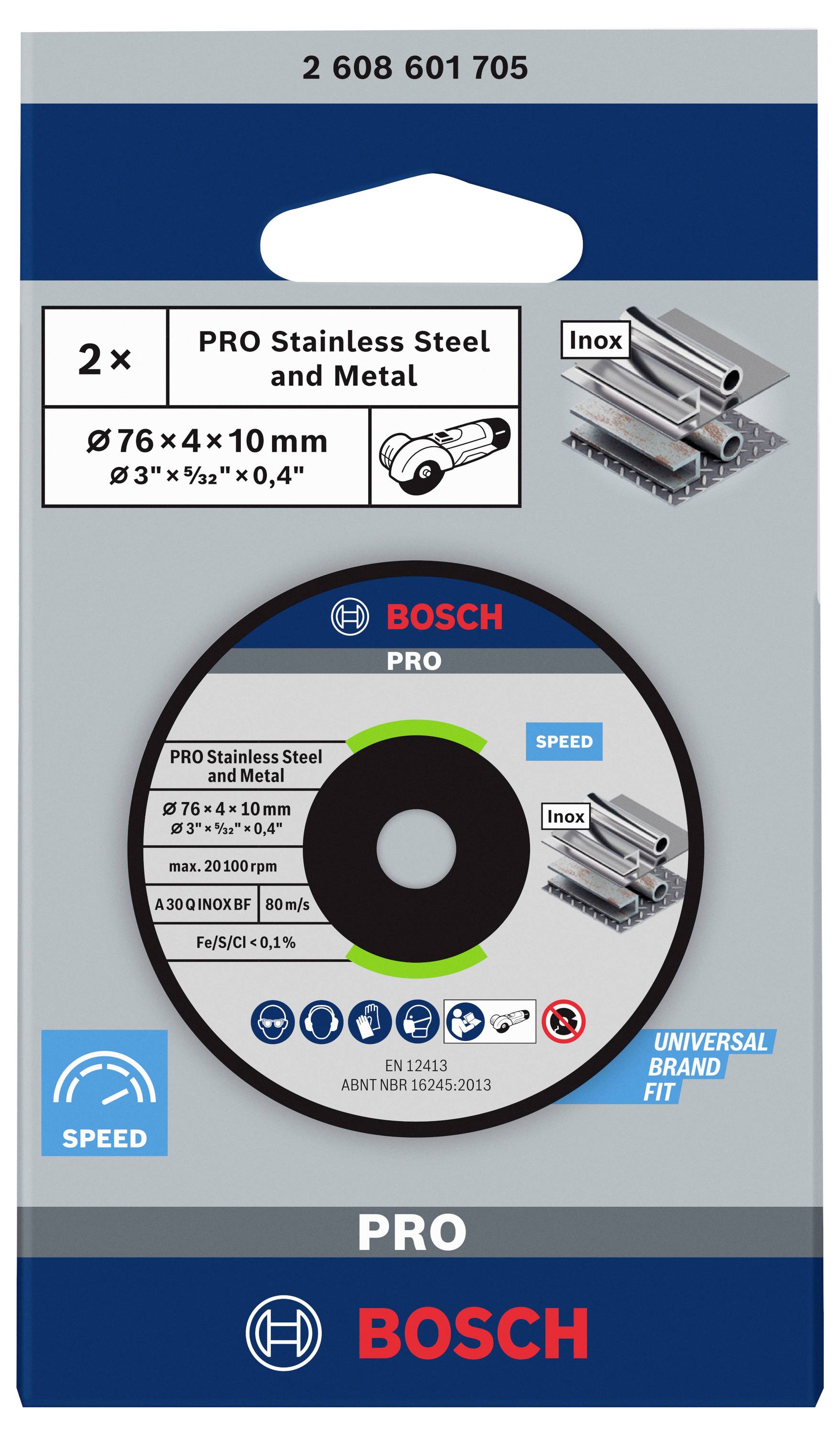 Bosch Accessories 2608601705 2608601705 Schruppscheibe gerade Durchmesser 76mm Bohrungs-Ø 10mm 2St.