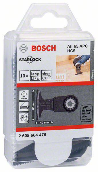 Bosch Starlock Sägeblattverpackung, 10 Stück, passend für Bosch und andere Multitools, präzise für Holzarbeiten.
