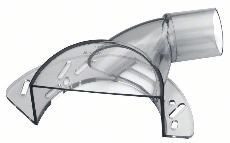 Ein transparenter Kunststoffrohrverbinder mit einer 90-Grad-Kurve und flachen Montageachsen, geeignet für Lüftungs- oder Abwassersysteme.