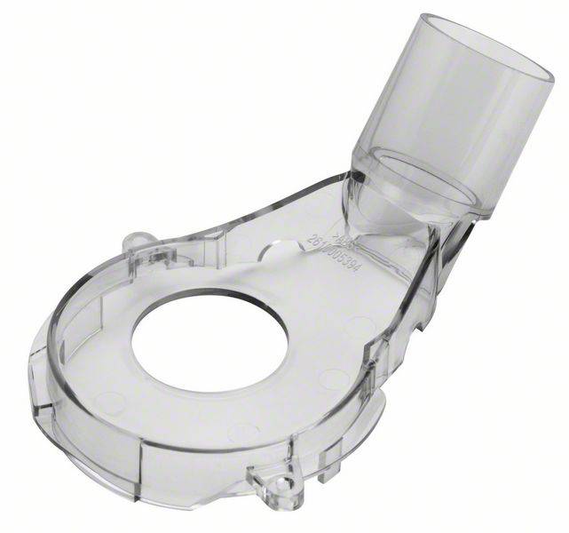 Kunststoffteil eines Staubsaugers, das als Adapter oder Verbindung dient. Klarer, runder Körper mit einem röhrenförmigen Abschnitt.