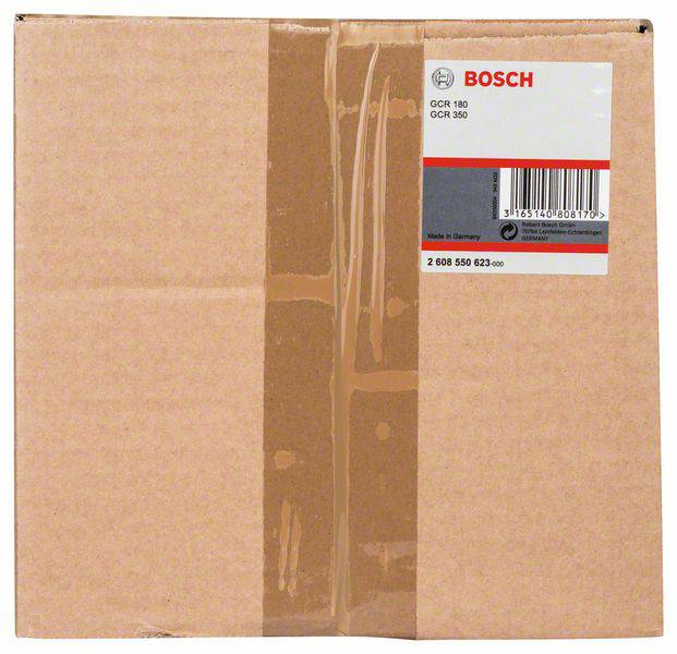 Karton mit Bosch-Label, zeigt Produktdetails und Barcode. Steht für GCR 180 und GCR 350, 'Made in Germany'.