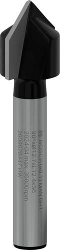 Bosch Accessories V-Nutfräser Standard for Wood mit 6 mm Schaft, D1 12,7 mm, L 12,7 mm,G 45 mm,90°