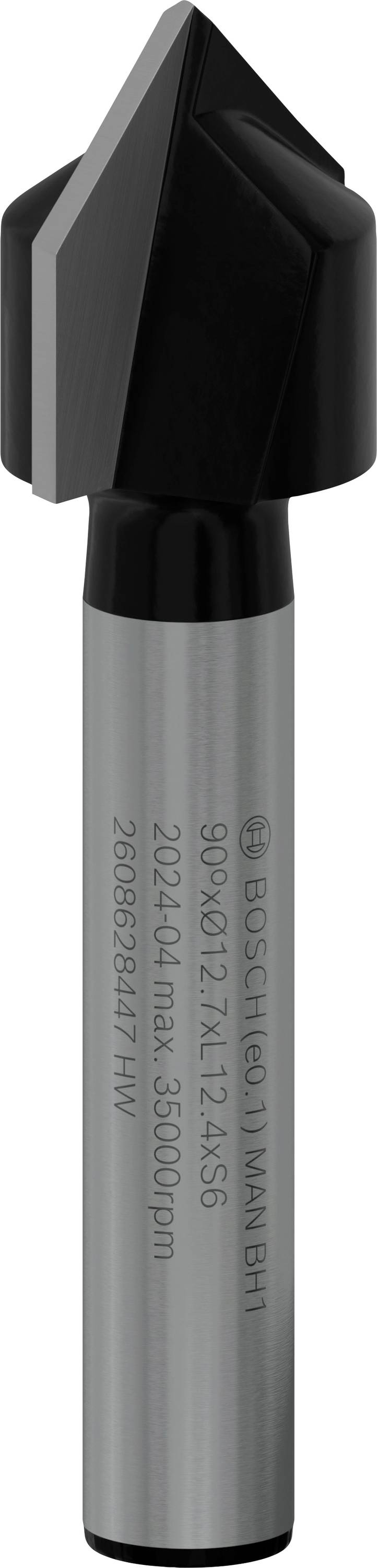 Bosch Accessories V-Nutfräser Standard for Wood mit 6mm Schaft, D1 12,7 mm, L 12,7 mm,G 45 mm,90° 2608628447