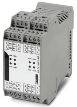 Ein graues industrielles Relaisgerät mit mehreren Anschlüssen und beschriftetem Frontpanel. Verwendet in elektronischen Schaltsystemen.