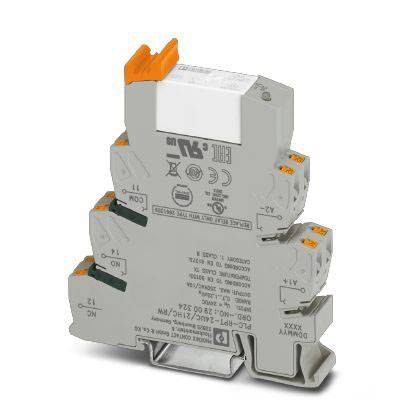 Ein grauer elektrischer Leistungsregler mit orangenen und grauen Anschlüssen. Textaufdrucke geben technische Details an.